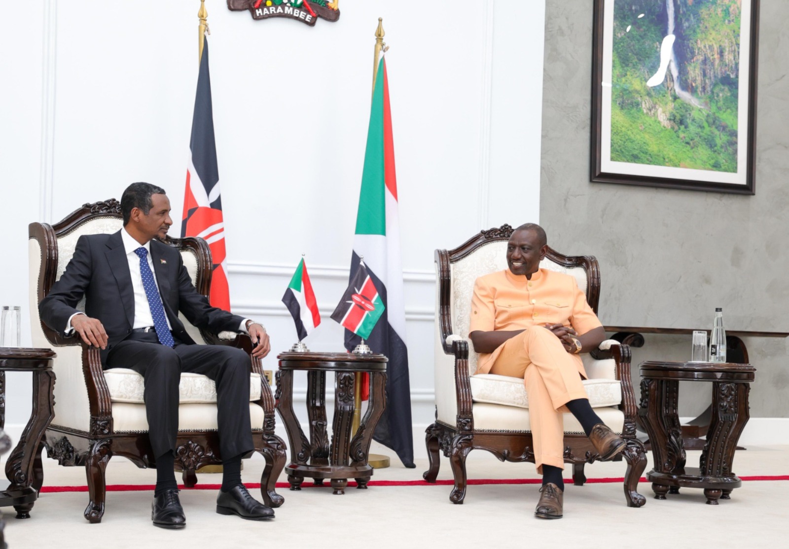 File image of President William Ruto with RSF Leader General Mohamed Hamdan Dagalo.